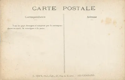 La Pietà — estatua en la Abadía de Aix-les-Bains — G. Brun — Reverso