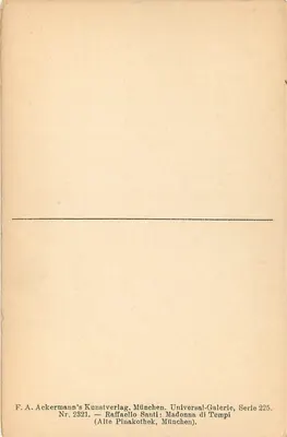 Madonna di Tempi — Raffaello — F.A. Ackermann's Kunstverlag, München, Serie 225, n° 2321 — Rückseite