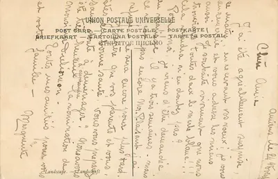 Tarjeta postal antigua 225 Corot La Saulaie Museo del Louvre París — Reverso