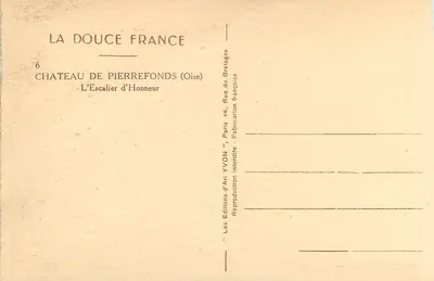 Zamek Pierrefonds — Schody Honorowe — Éditions d'Art Yvon, Paryż — Rewers