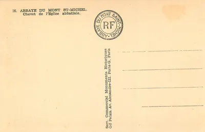 Abadia do Monte Santo Michel — Chefe da Igreja Abacial — Serv. Comercial Monuments Historiques, Paris — Verso