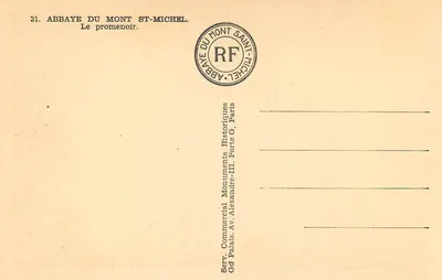 Abadia do Mont-Saint-Michel — O promenoir — Serv. Commercial Monuments Historiques, Paris — Verso