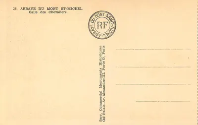 Abadia do Mont-Saint-Michel — Sala dos Cavaleiros — Serv. Comercial Monuments Historiques, Paris — Verso