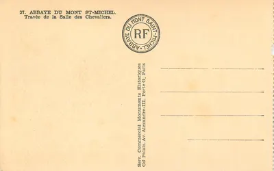 Abbatia Mont Saint-Michel — Travée Sali Rycerzy — Serv. Komercjalny Zabytków Historycznych, Paryż — Rewers