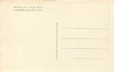Monumento aos « Diaboles Bleus » — no GRAND-BALLON no inverno — Photomaag - N°122 — Verso