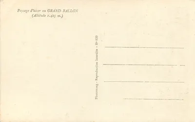 Pejzaż zimowy na GRAND-BALLON — Wysokość 1.425 m — Photomag - N° 120 — Rewers