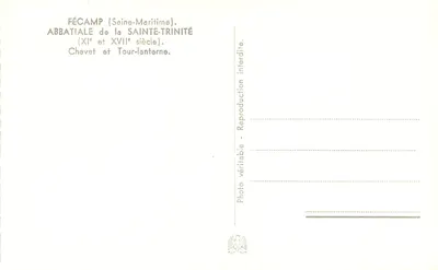 Fécamp (Seine-Maritime) — Abadía de la Santa Trinidad — Presbiterio y Torre-linternas — siglos XI y XVII — Reverso