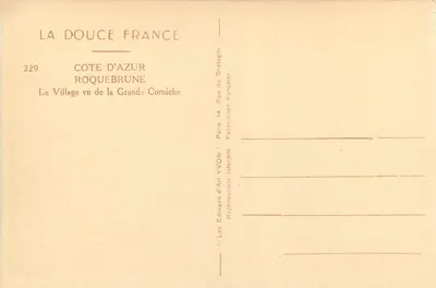 Roquebrune-Cap-Martin — uitzicht op het dorp vanaf de Grande Corniche — Edities d'Art Yvon, Parijs — Achterkant