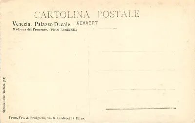 Madonna del Frumento — Pałac Ducale, Wenecja — wydawca GEVAERT, nr 37 — Rewers