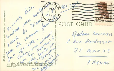 Widok Indian Creek — Miami Beach, Floryda — Gulf Stream Card & Distributing Co. — Rewers