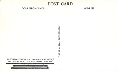 Brighton French Convalescent Home — 1896 — nieznany wydawca — Rewers