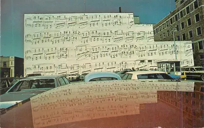 Edifício decorado com partituras musicais — Schmitt Music Company, Minneapolis — Foto por Dextor Press