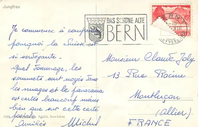 Jungfrau — widok panoramiczny — wydawca Walter Schild, Interlaken, nr 1559 — Rewers