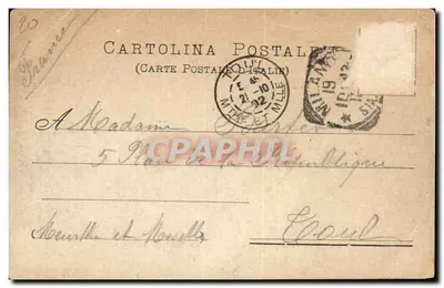 Milano - Piazza Cairoli i Pomnik Giuseppe Garibaldiego — wydawca nieznany, numer seryjny nie widoczny — Rewers