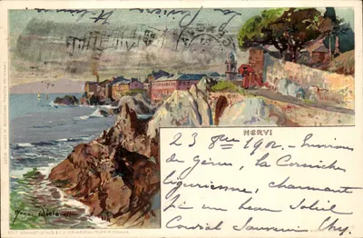 Nervi — vista da Corniche liguriana — Caroline Postale Artistique, n° 4207
