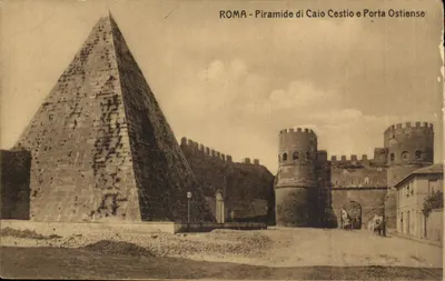 Rzym — Piramida Caja Cestiusza i Porta Ostiense — nieznany wydawca, numer serii nie widoczny