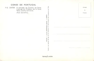 Entrada do Castelo de Pena — Sintra — Cores de Portugal, série P13 — Verso