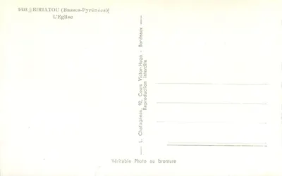 Biriatoù (Basses-Pyrénées) — De Kerk — Uitgever L. Chatatgneau, n° 1603 — Achterkant