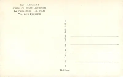 Hendaye — Granica francusko- Hiszpańska — Promenada — Plaża — Widok w kierunku Hiszpanii — C.A.P. (15e) Paryż — Rewers