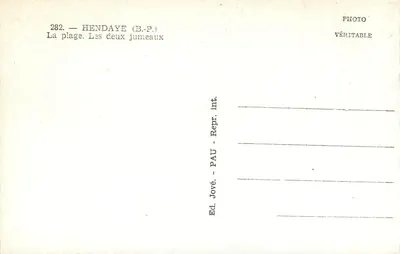 Hendaye (B.P.) — Plaża. Dwoje bliźniaków — Wyd. Jové, Pau, n° 282 — Rewers
