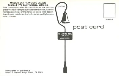 Cmentarz Misji Dolores — San Francisco, Kalifornia — wydane przez Huberta A. Lowmana — Rewers