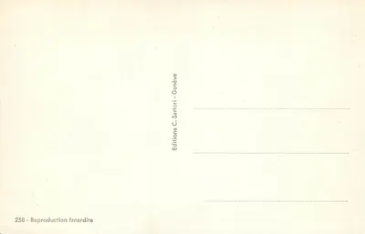Genebra — vista panorâmica com o jato d'água e o Monte Branco — Éditions C. Sartori — Verso