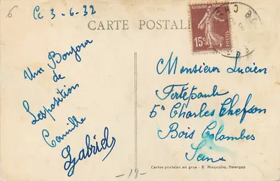 Bourges — Façada katedry, widok z Hotelu Pocztowego — Wydawca E. Maquaire, n° 207 — Rewers