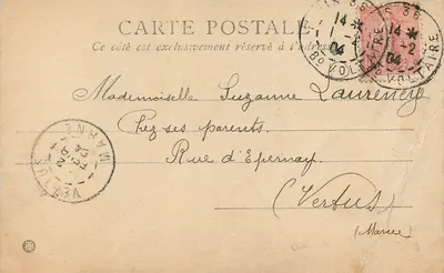 CéCile Bare — Portret młodej kobiety z koroną kwiatów — wydawca CéCile Bare, nr 8053 — Rewers