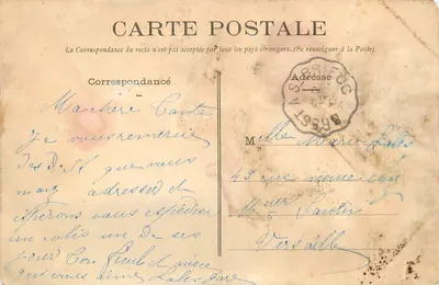 Bilhete postal antigo Belle Isle Begard Cafe Epicerie Salaison — Verso