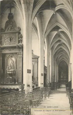 Interior da igreja e nave lateral — Mortagne — A Normandia