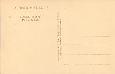 Nancy - Brama Craffe — wydawca Yvon, n°16 — Rewers