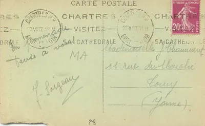 Katedra w Chartres (E.-et-L.) — Wniebowzięcie, autorstwa Bredana — FOUCAULT, wyd., Dreux — Rewers