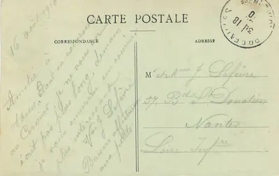 Bilhete postal antigo Le Cornier (Loire Inf) Les Rochers — Verso