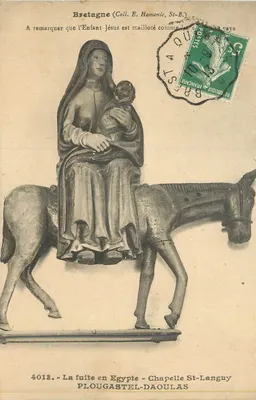 A fuga para o Egito - Capela St-Languy - PLOUGASTEL-DAOULAS — Editor Breizï (Coleção E. Hamonic, St-B.)