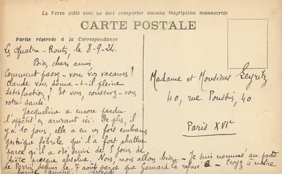 Bilhete postal antigo Lote 8 Lacave l'Ouysse e o Castelo de Belcastel — Verso