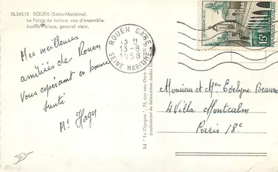 O Palácio da Justiça em Rouen — vista geral — Ed. La Cigogne, n° 76.540.12 — Verso