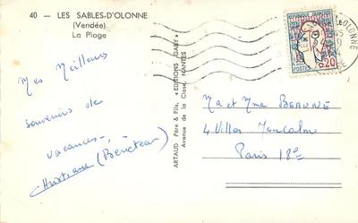 Les Sables-d'Olonne — Plaża — Wydawnictwo Gaby, Nantes — Rewers