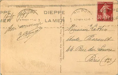 Falisy w Dieppe — widok panoramiczny — Les Editions d'Art YVON, nr 8 — Rewers