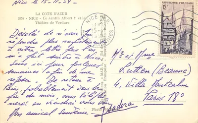 Nice — Jardim Albert I e Teatro da Verdura — Reproduções Francesas, n° 2 e 3 — Verso