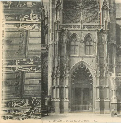 Rouen — Catedral, Portal Sul de St-Ouen e estátuas da Torre da Manteiga