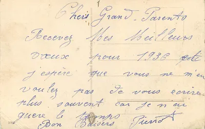 Paisagem rural com rebanho de ovelhas — 'Heureuse Année' — editor desconhecido, n° de série 1062 — Verso