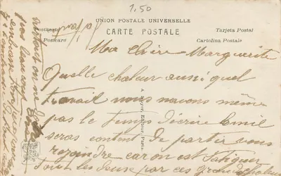 Mãe amamentando seu filho — Salão 1911 — Mlle Vallayer Moutet — n°698 — editor A.N. Paris — Verso