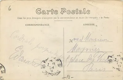 Stara pocztówka Bourges Widok Centralny z wieżami Katedry Notre Dame — Rewers