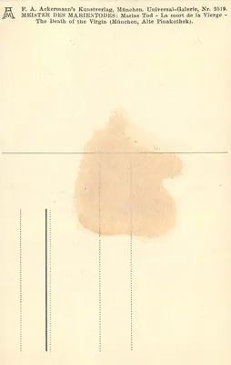 Śmierć Najświętszej Panny Maryi — Mistrz Marientodes — F. A. Ackermann's Kunstverlag, München, Nr. 2519 — Rewers