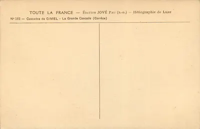 Cascady Gimel — Wielka Cascady (Corrèze) — Wydawnictwo Jové Pau (B.P.P.) — Rewers