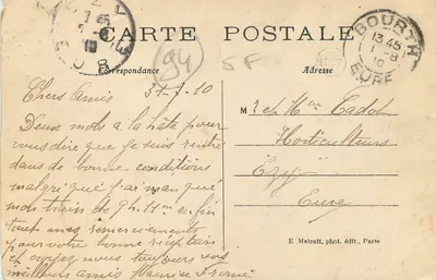 Vincennes — L'Ancien Château Royal vu du Parc — E. M. Depose — Verso
