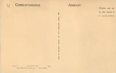 Katedra w POURGES — widok fasady — IMP. LEVY ET NEURDEIN RÉUNIS, PARIS — Rewers