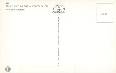 Empire State Building — Mais Alto do Mundo — Alfred Mainzer, Inc. — Verso