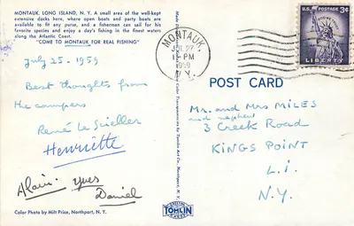 Montauk, Long Island, N.Y. — docas e barcos de pesca — Tomlin Art Co. n° 171 — Verso
