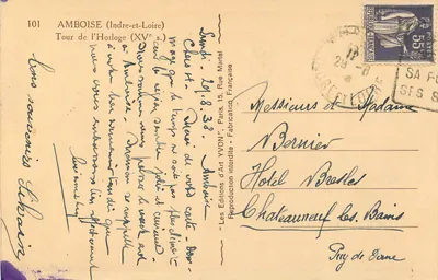 Amboise — Wieża zegarowa (XV w.) — Wydawnictwo Sztuki YVON — Rewers